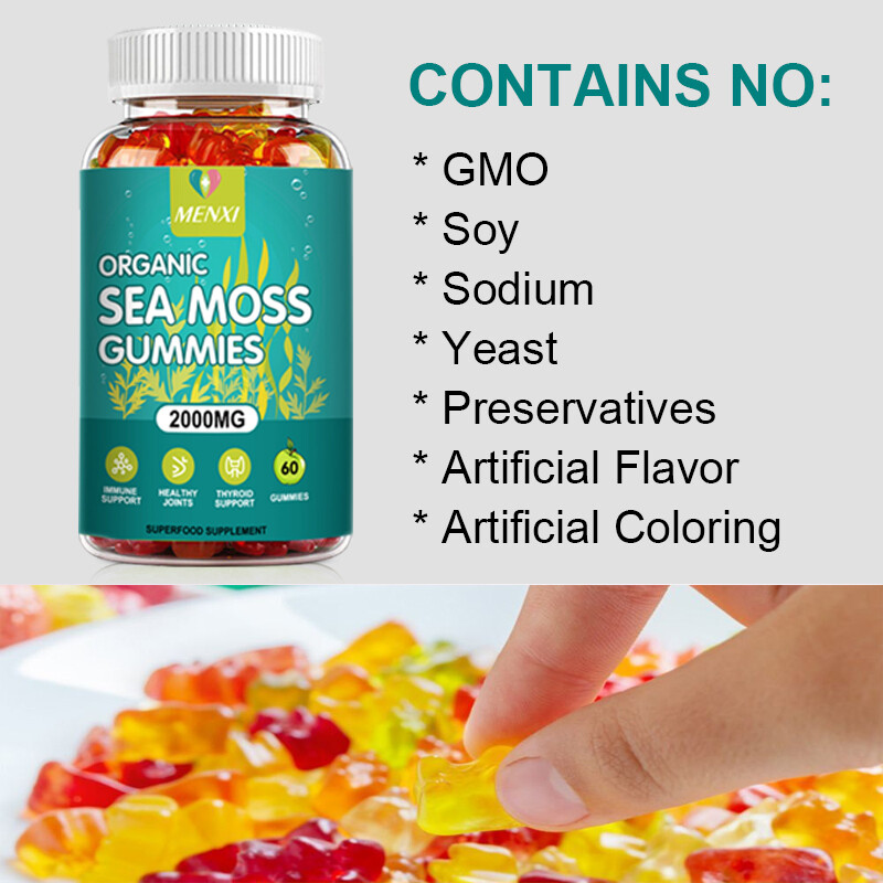 Organic Sea Moss Gummies 2000mg,Irish Moss, w/ Bladderwrack Dietary Supplement