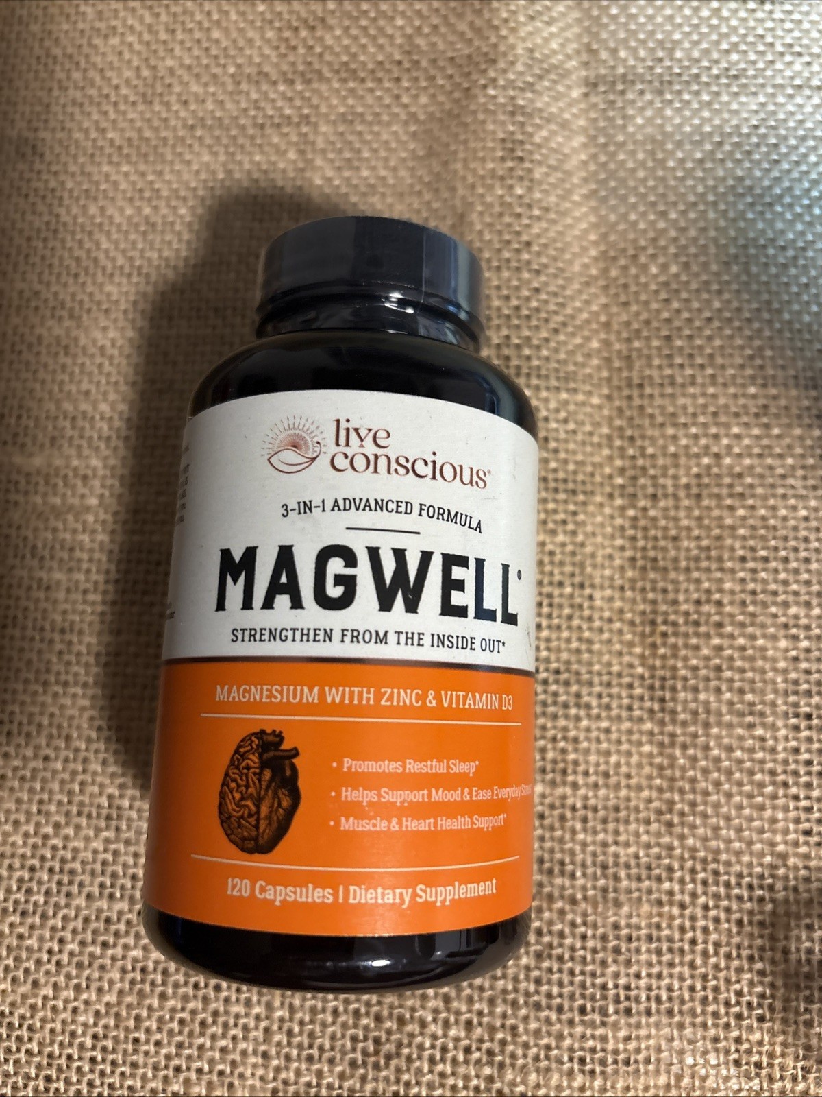 Live Conscious MagWell Magnesium Zinc & Vitamin D3 Sleep Bone Heart Immune 120ct