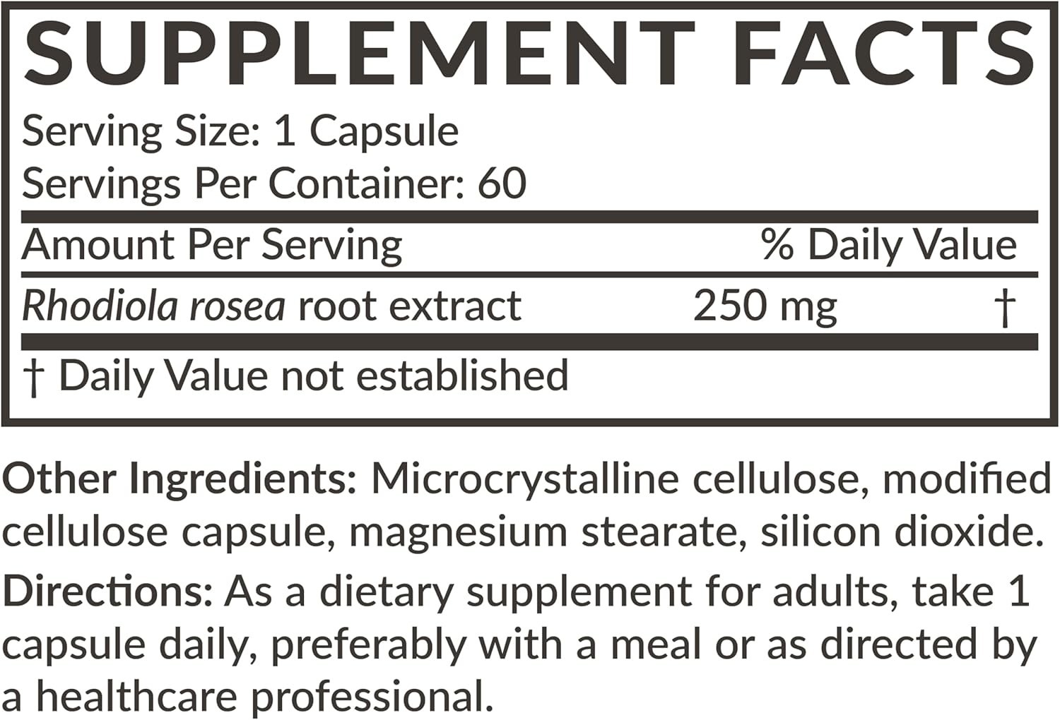 Adaptogenic Rhodiola Rosea: 60 Vegetarian Capsules for Brain and Stamina Boost