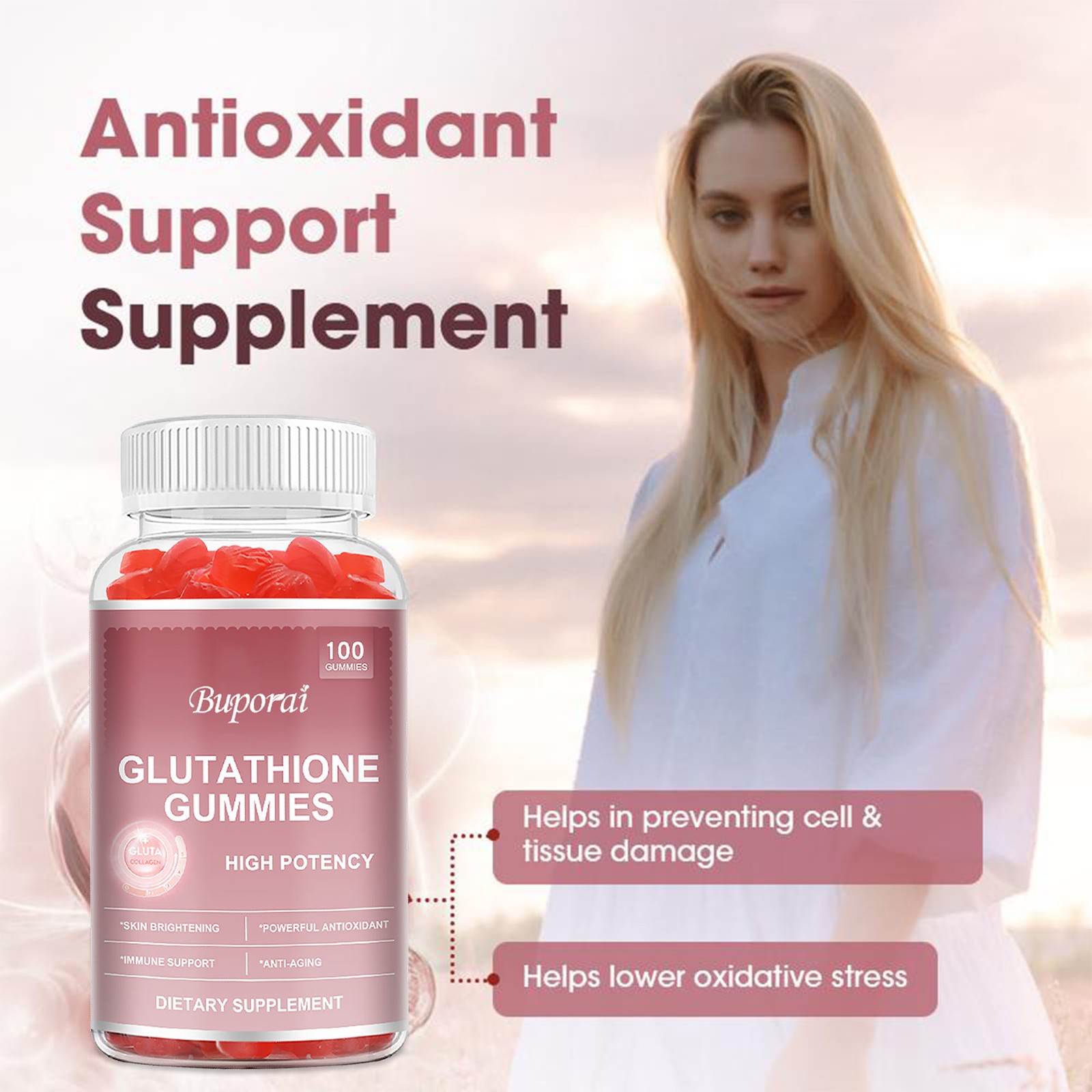 Glutathione Gummies – Anti-aging, Anti-wrinkle, Skin Whitening, Detox, Collagen