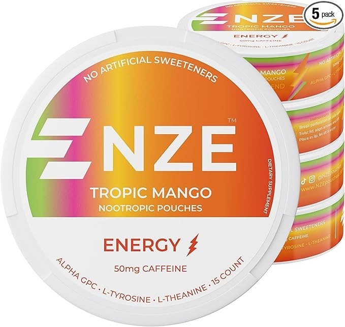 NZE Energy pouches 5 packs of 15 count – TROPIC MANGO