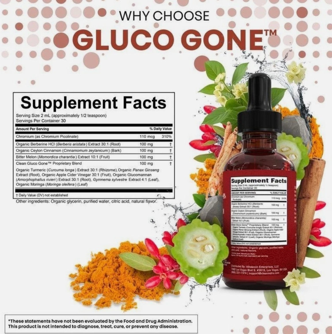 3 Bottles Clean Nutra Berberine with Ceylon Cinnamon Supplement Liquid Drops NEW
