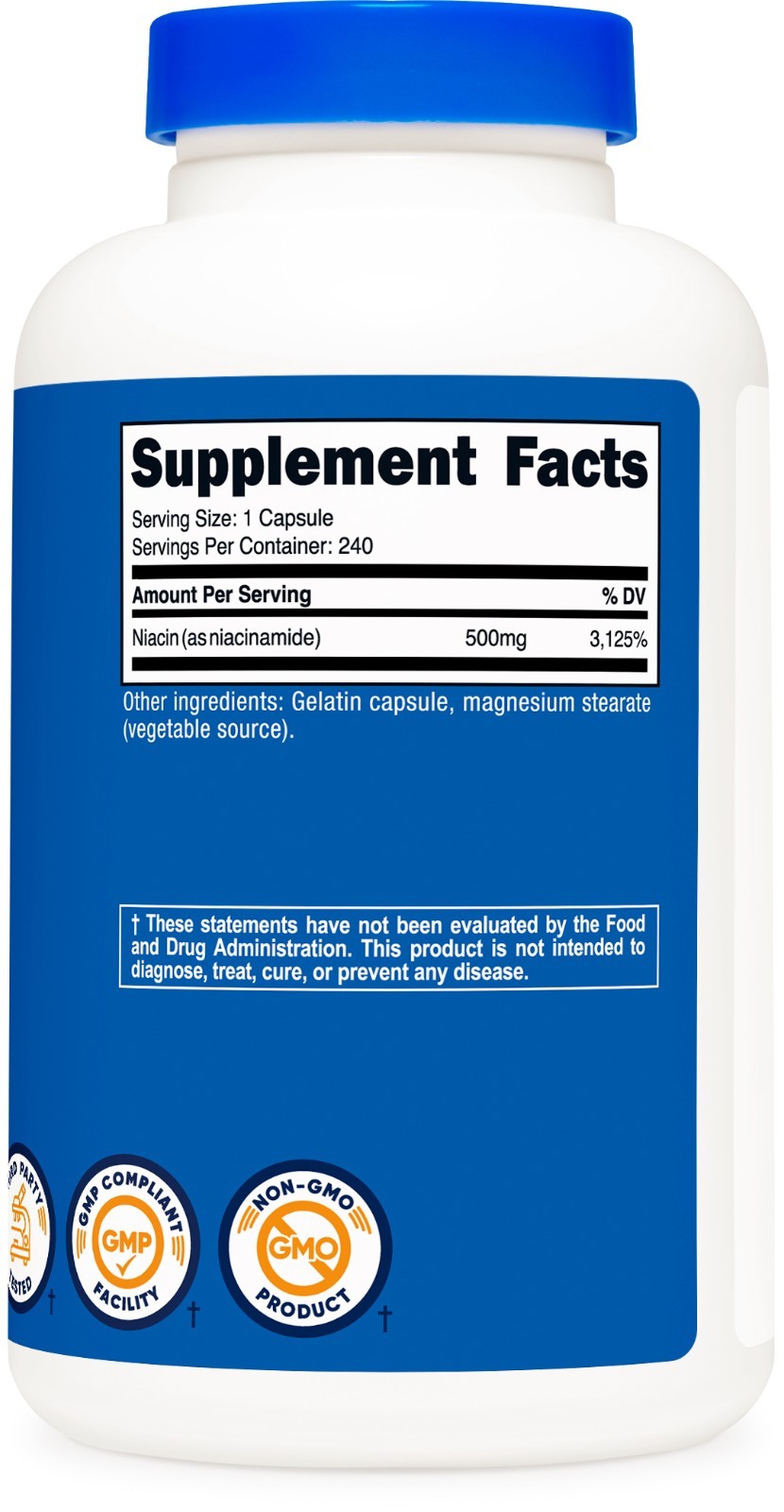 Nutricost Niacinamide (Vitamin B3) 500mg, 240 Capsules – Flush Free, Gluten Free