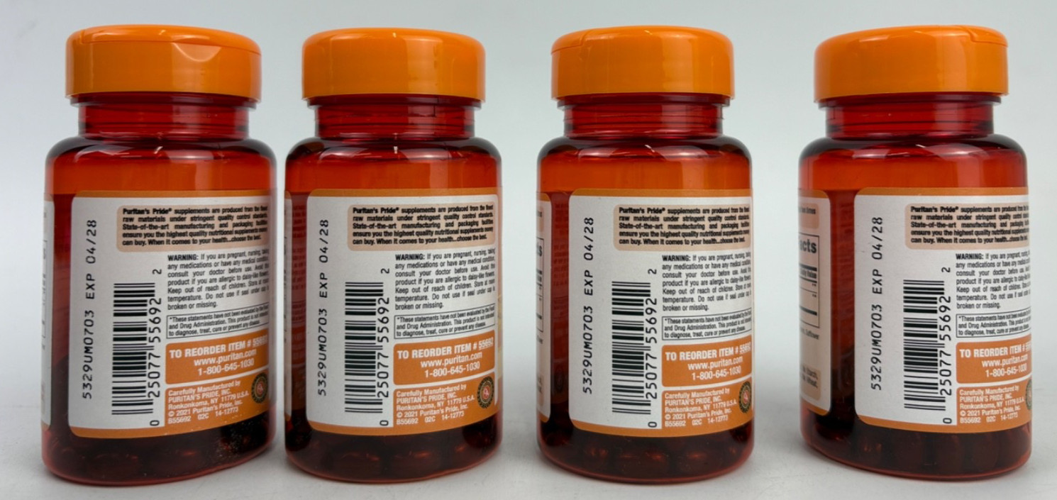 Puritan’s Pride Zeaxanthin 4mg & Lutein 10mg (60 Capsules) – 4 Pack Exp 04/2028