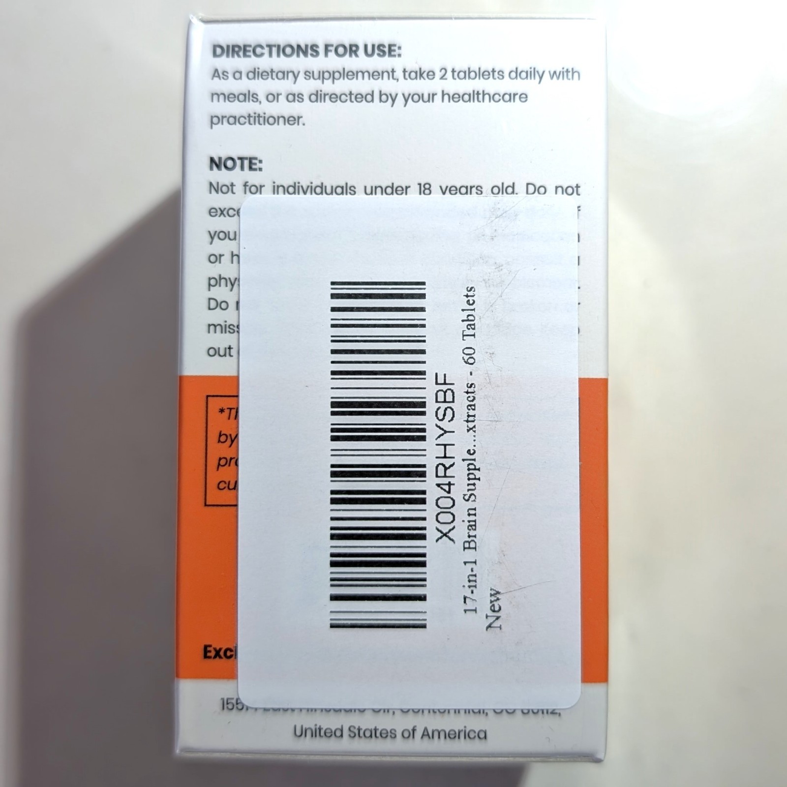 17-in-1 Brain Supplement for Memory and Focus Nootropic Brain 60 Ct Exp 06/2028