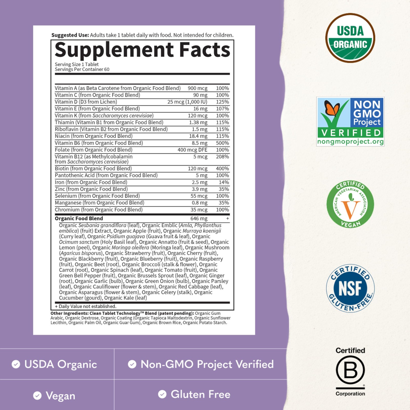Garden of Life Organics Multivitamin for Women – 60 Count (Pack 1), N/a