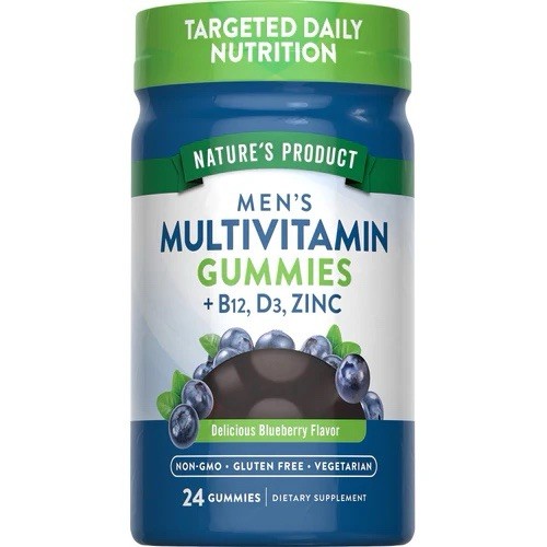 Nature’s Product Men’s Multivitamin Gummies B12+D3+Zinc Blueberry 24 Ct