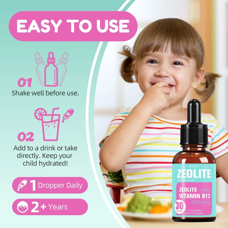 Bantian Zeolite For Kids 30 Servings 100MG Vitamin B12 and D 300mcg Exp 03/17/28