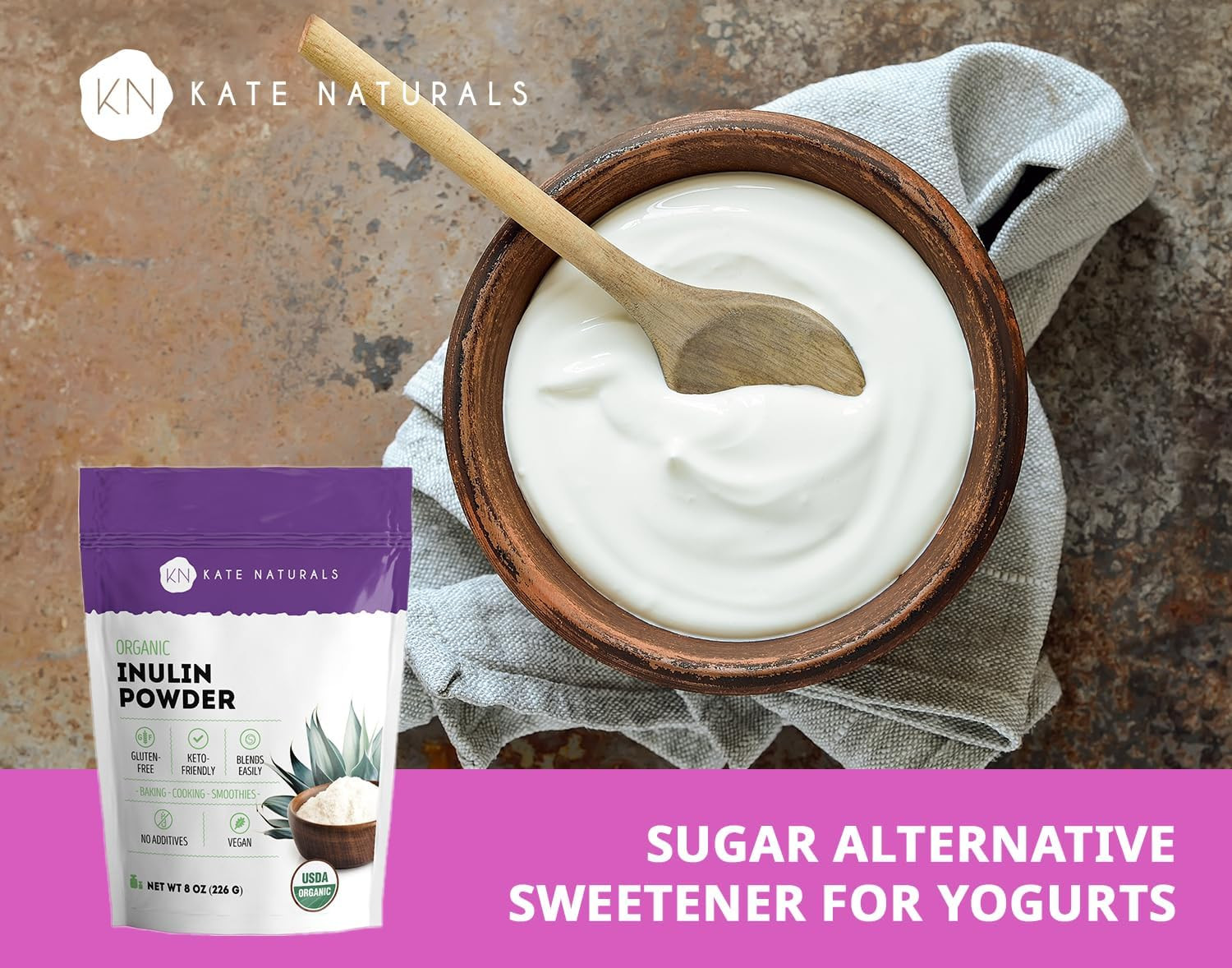 Inulin Powder Organic for Prebiotic Fiber and Gut Health. Mix Well with Coffee &