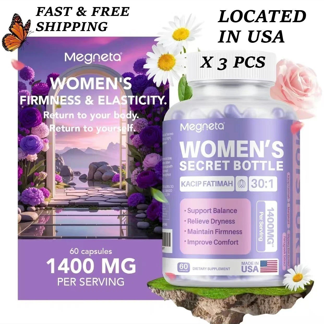 NEW LUXRY 1-3PCS Women’S Secret Bottle-60 Tablets -Healthcare Kacip Fatimah 1kMG