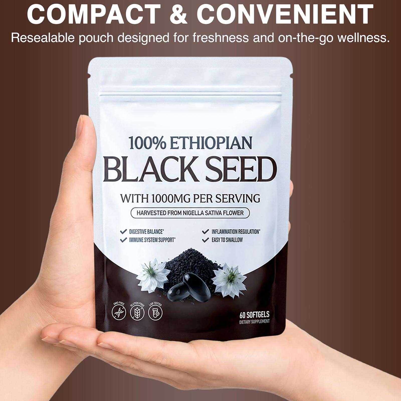 Resilia Ethiopian Black Seed Oil 1000MG Softgels 60 Counts Organic Natural