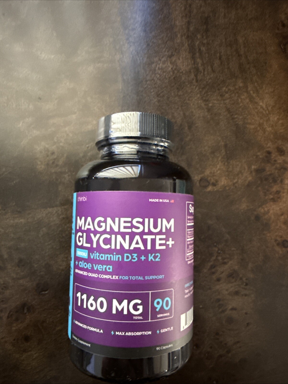 Magnesium Glycinate with Aloe, D3, K2.. 90 Capsules -1 per serv EXP 4/28 NEW