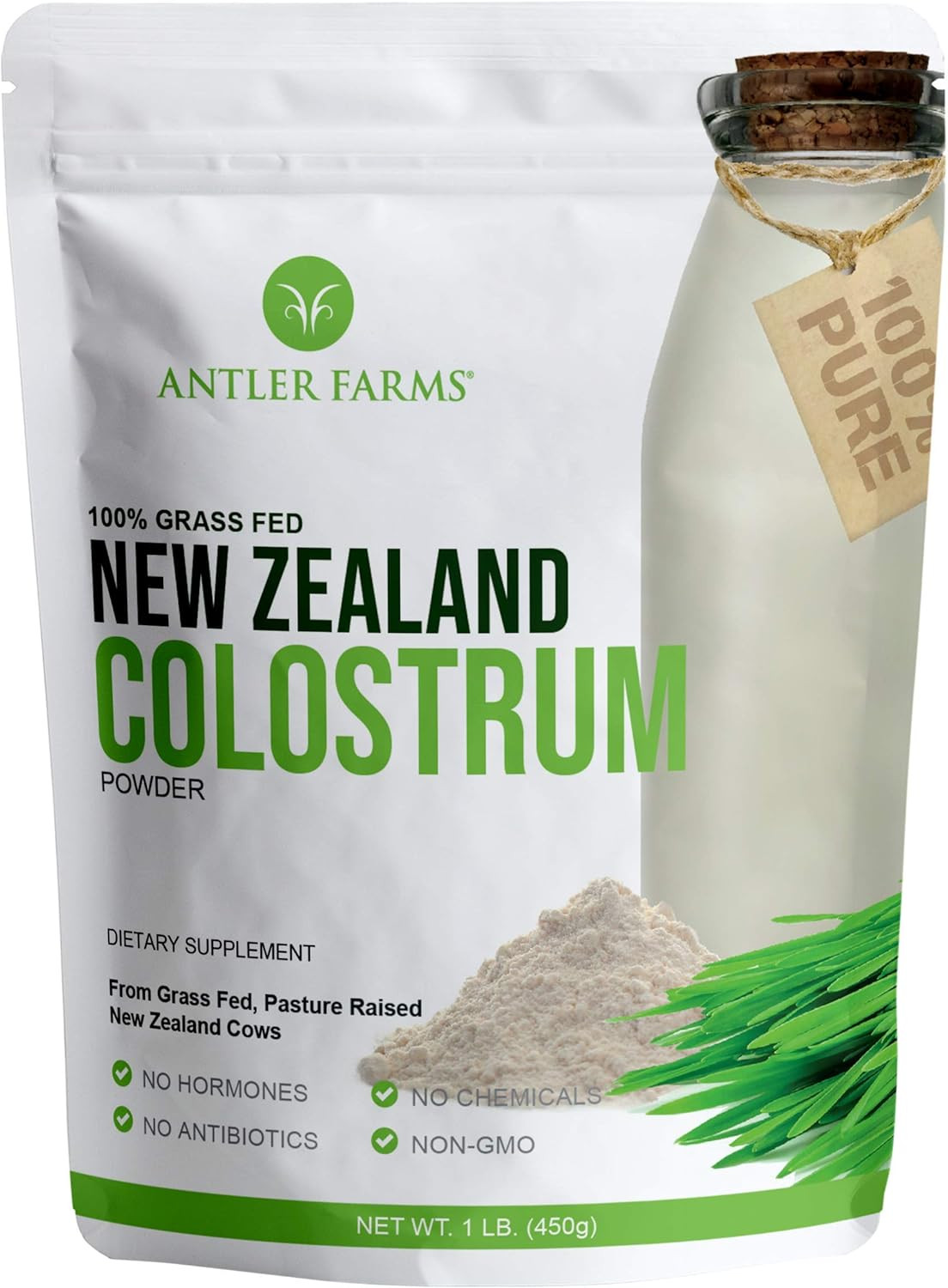 100% Pure New Zealand Colostrum, 30 Servings, 1 Lb – Grass Fed, Pasture Raised,