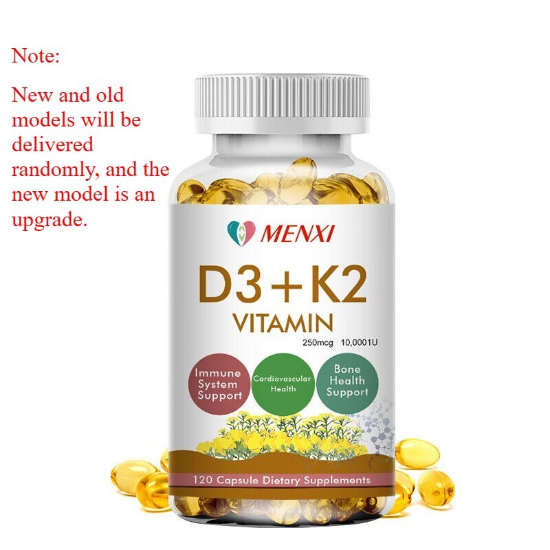 Vitamin D3 + Vitamin K2 120 Softgels – 5000IU Vit D3, 200Mcg MK7-K2 Per Serving