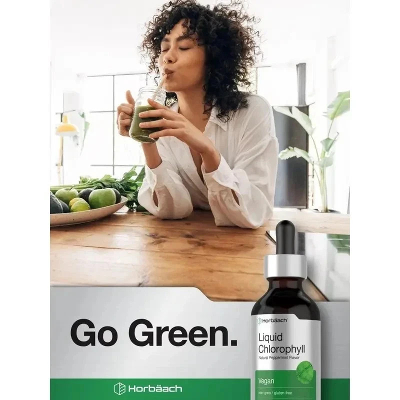 Horbäach Liquid Chlorophyll Drops | Natural oz | 2 Peppermint Flavor | Vegan