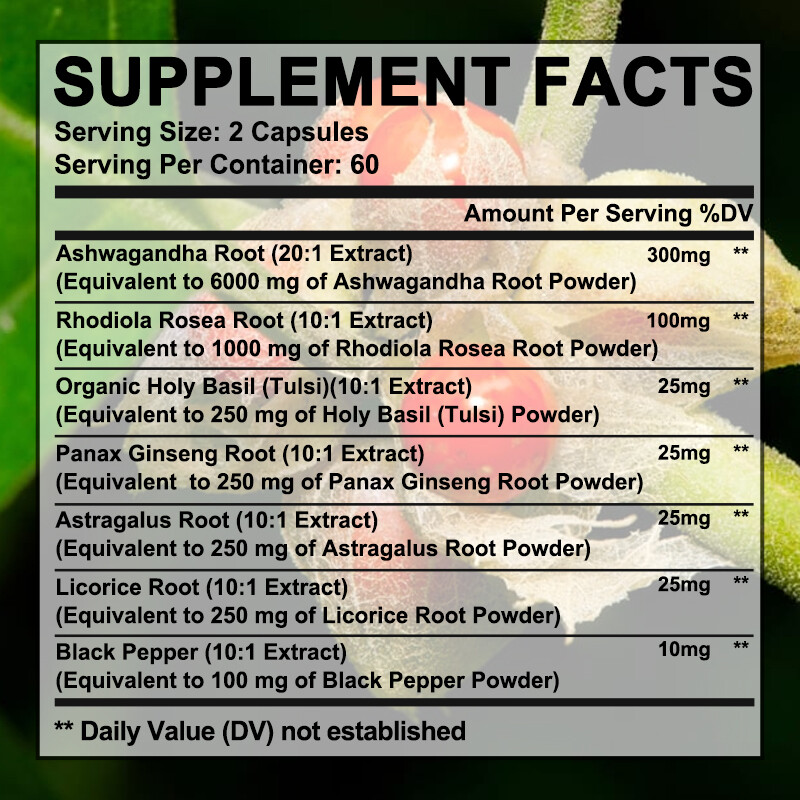 Adrenal Support Supplement – Supports Healthy Adrenal Function-30/60/120Capsules