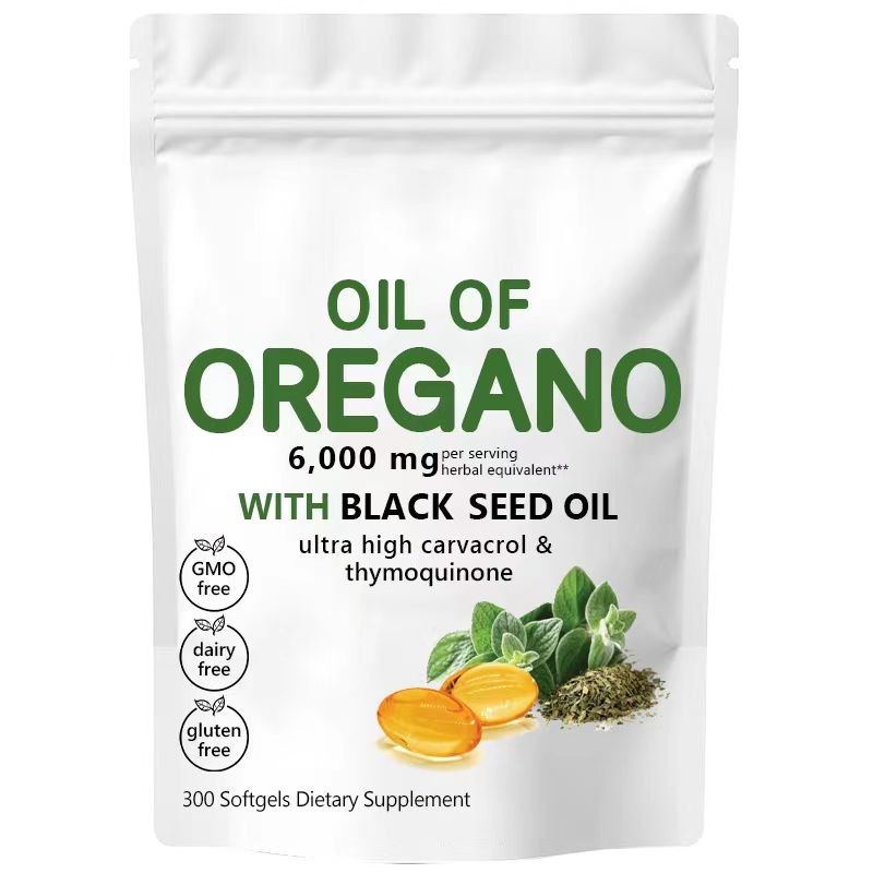 Oil of Oregano 6000mg Softgels with Black Seed Oil Carvacrol Antioxidant 300ct