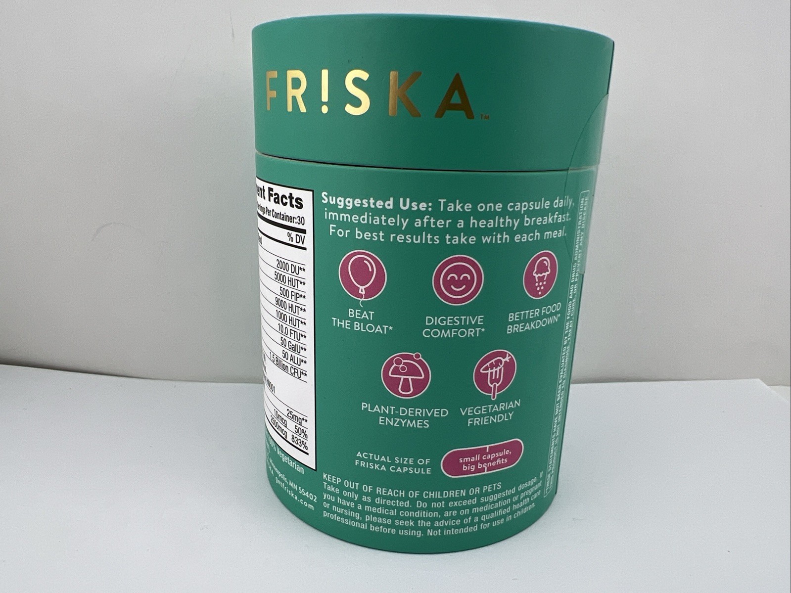 FRISKA Women’s Daily Digestive Enzyme and Probiotics Supplement, 30ct