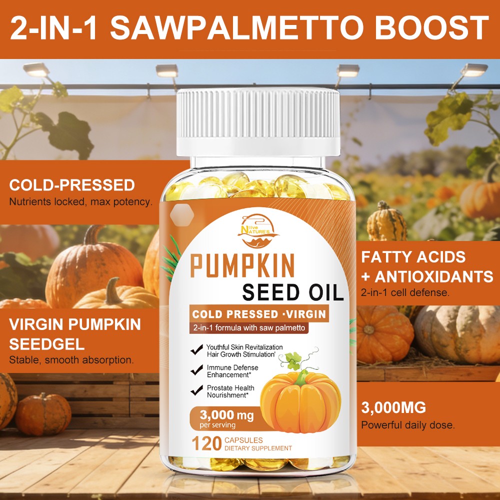 3000mg Pumpkin Seed Oil Saw Palmetto 120 Softgels Bladder Health, Immune Support