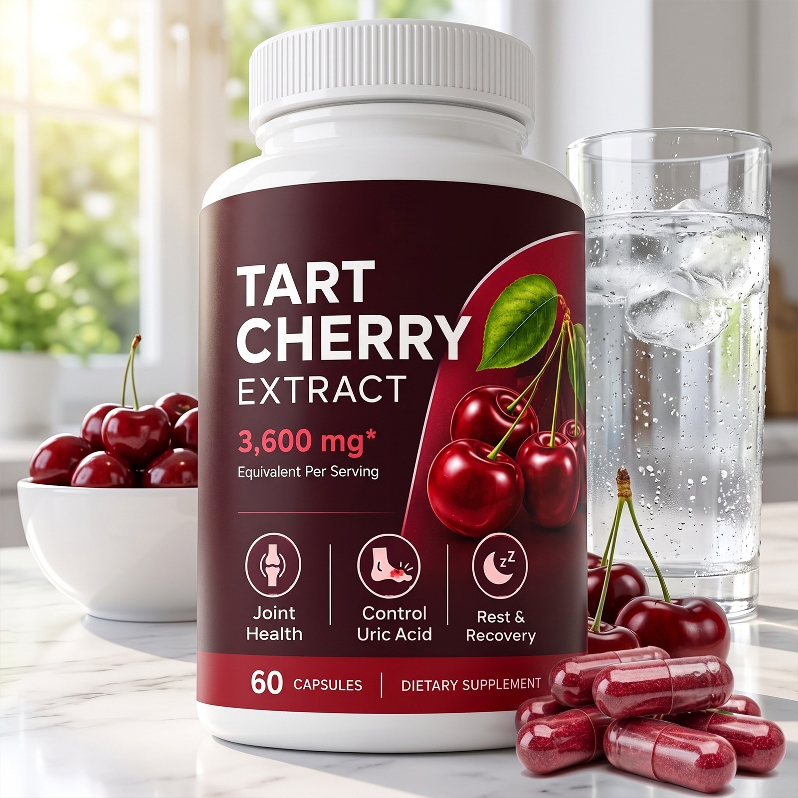 Good Grove Tart Cherry Extract,Goodgrove Tart Cherry Cold Extracted,60 Capsules-