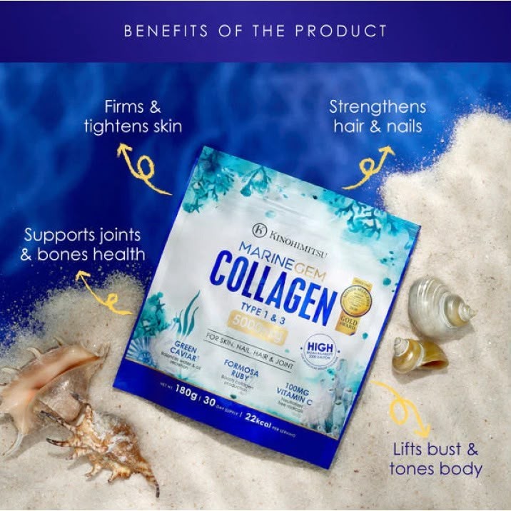 KINOHIMITSU Marine Gem 180g Marine Collagen Powder Vitamin C Original