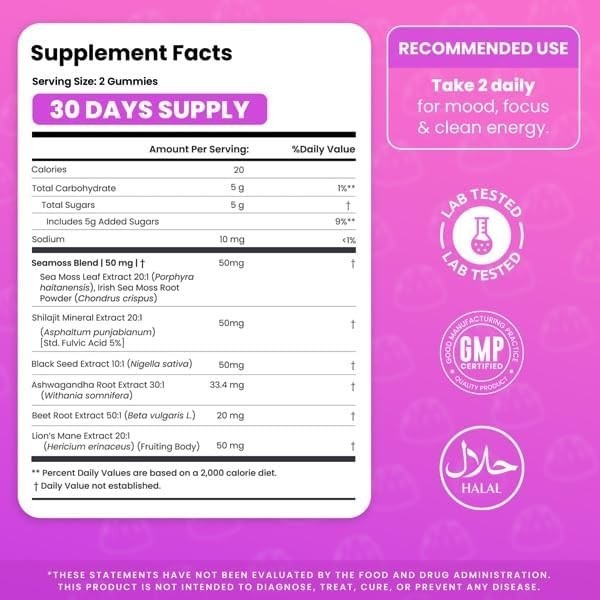 Barely Halal Shilajit Gummies for Energy & Focus Vegan Halal-Certified Adaptogen