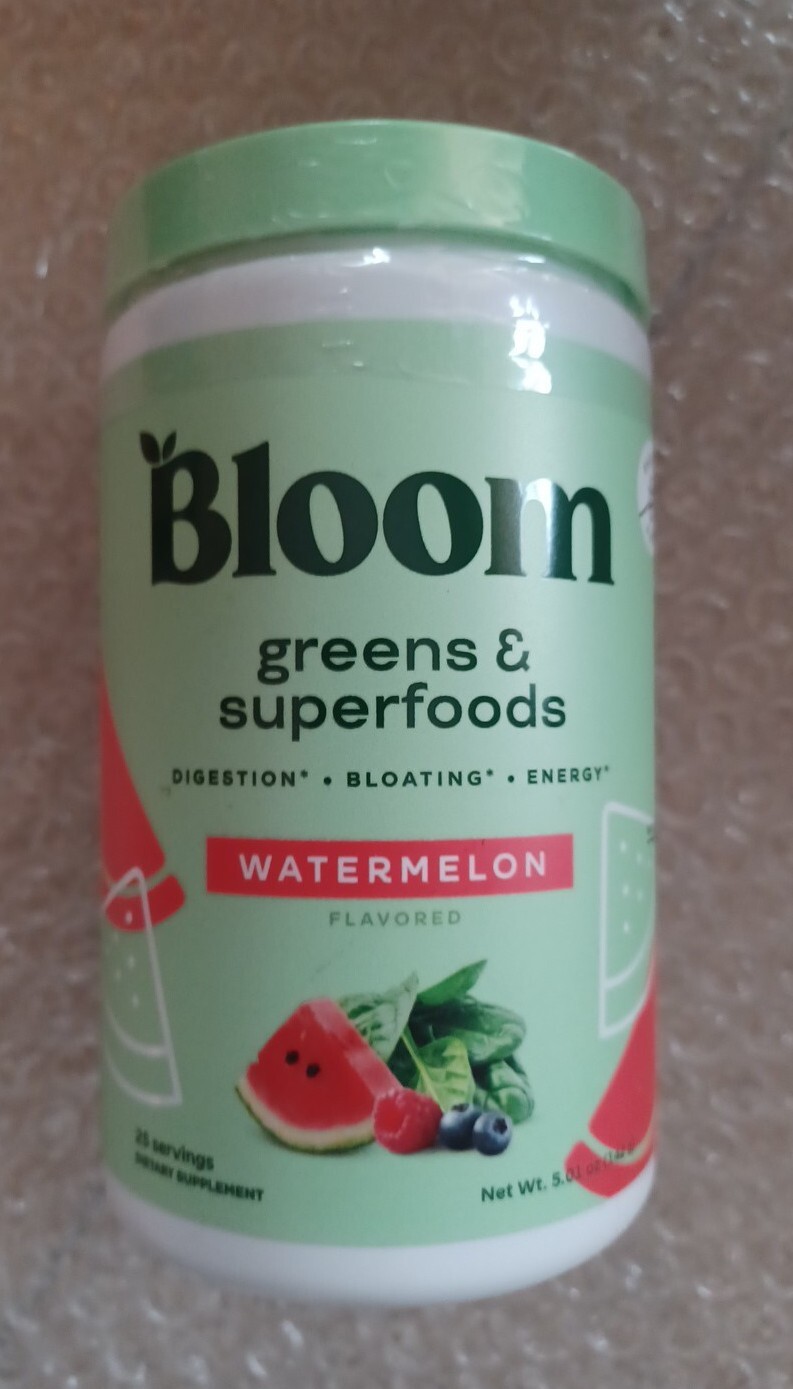 Bloom Nutrition Greens & Superfoods Powder – 25 Serving WATERMELON 5.01oz 8/27
