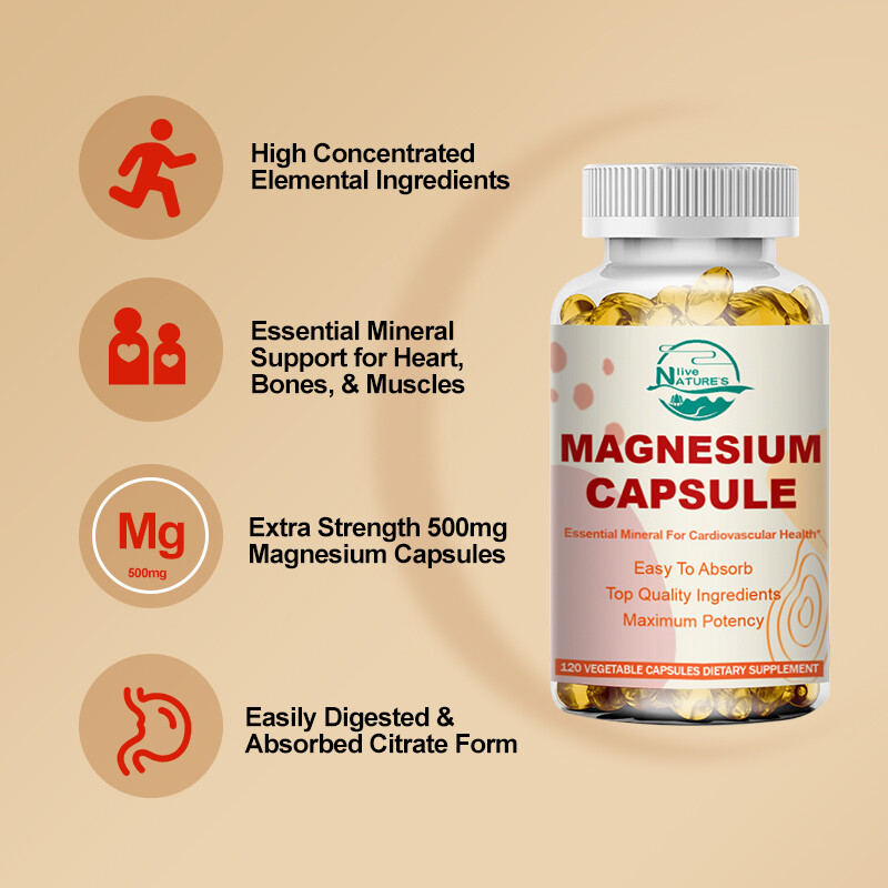 Magnesium Glycinate Capsules 500mg Per Serving-Highest Potency 120/240/480 Pills