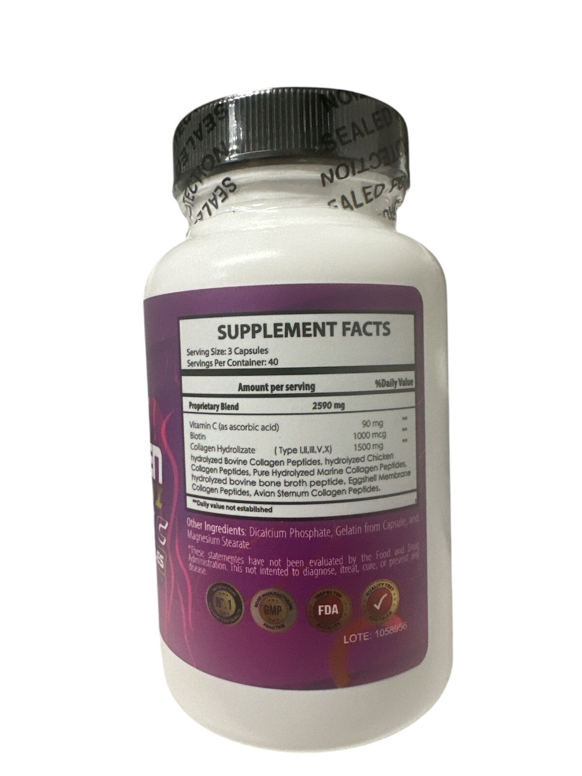 Hydrolized Collagen 1000MG Colageno Hidrolizado with vitamin C 240 CAPSULES