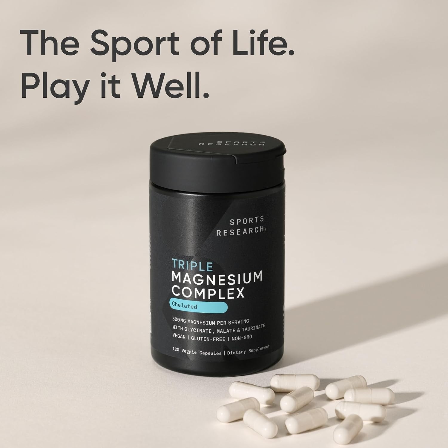 Sports Research Chelated Triple Magnesium Complex [120 Veggie Capsules]