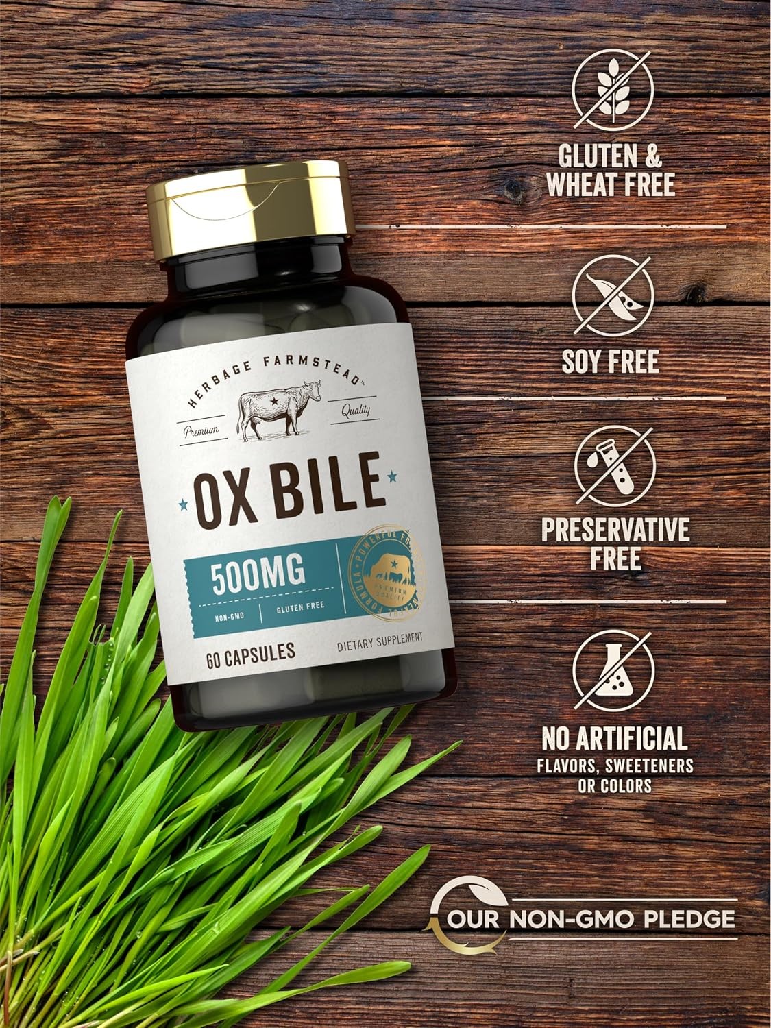 Carlyle Ox Bile Supplement 500mg 60 Capsules Digestive Enzymes Non GMO