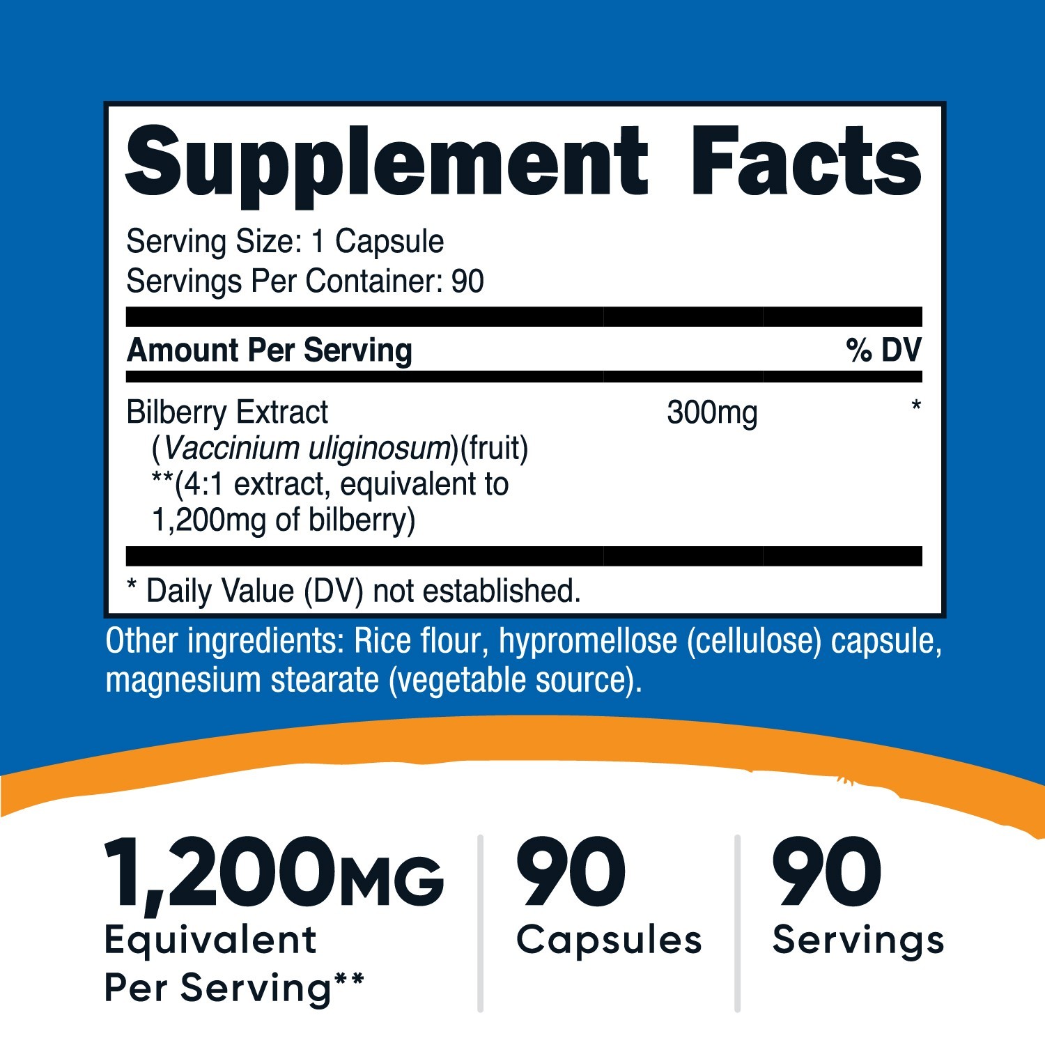 Nutricost Bilberry Capsules 1200mg Equivalent (90 Vegetarian Capsules)