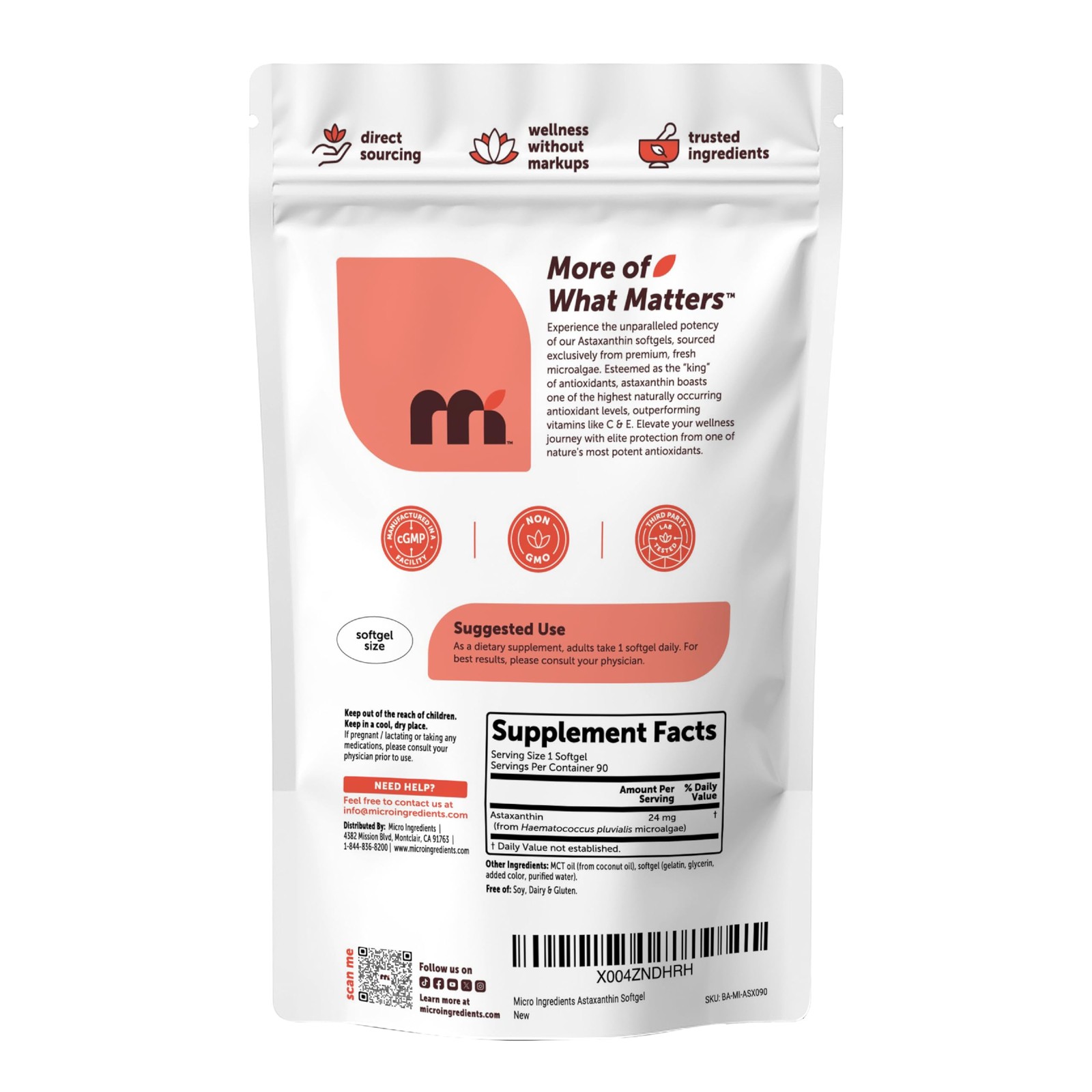 Micro Ingredients Astaxanthin 24mg with MCT Oil, 90 Softgels | Max Strength A…