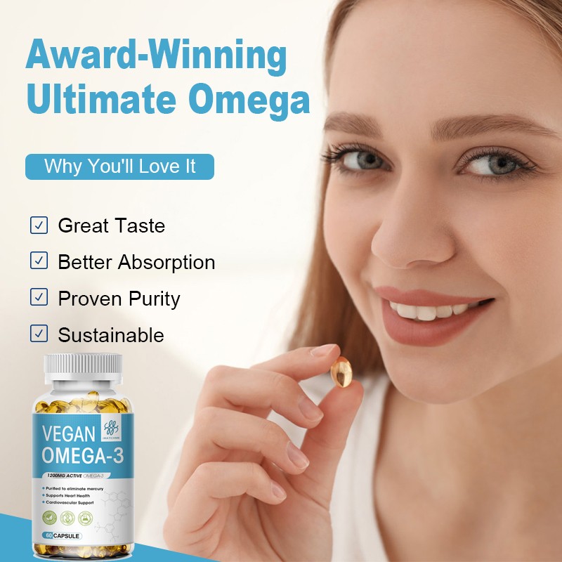Omega 3 Vegan Oil Capsules Triple Strength Joint Support 1200 mg EPA & DHA