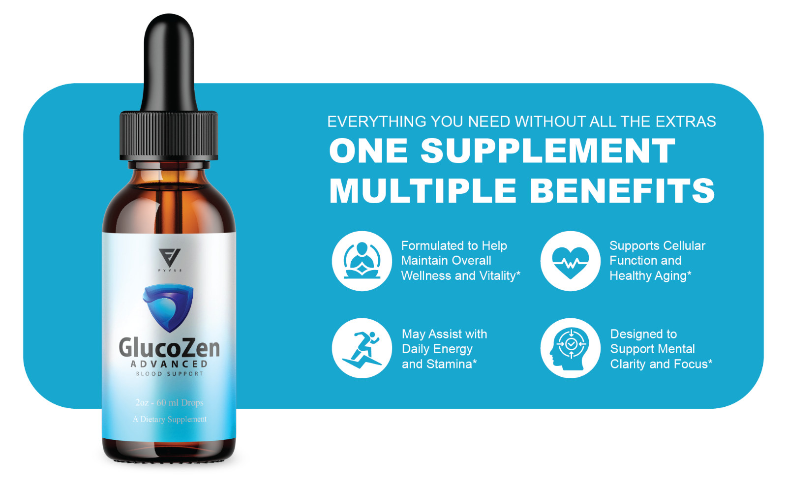 (5 Pack) GlucoZen Drops, GlucoZen Max Strength Overall Support Supplement (10oz)