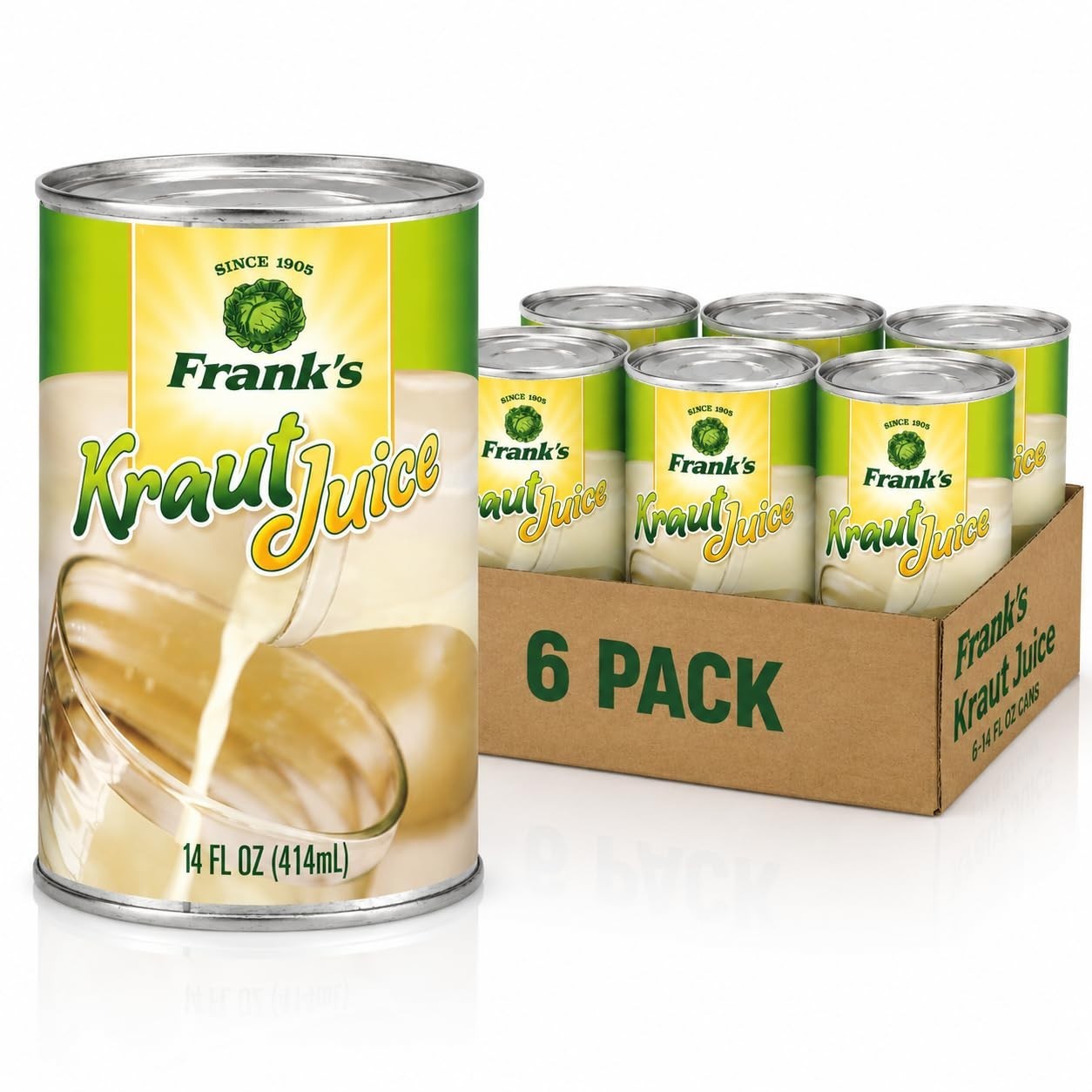Tangy Sauerkraut Juice 14oz Cans (6 Pack) – Gluten-Free, Vegan, Fermented Drink