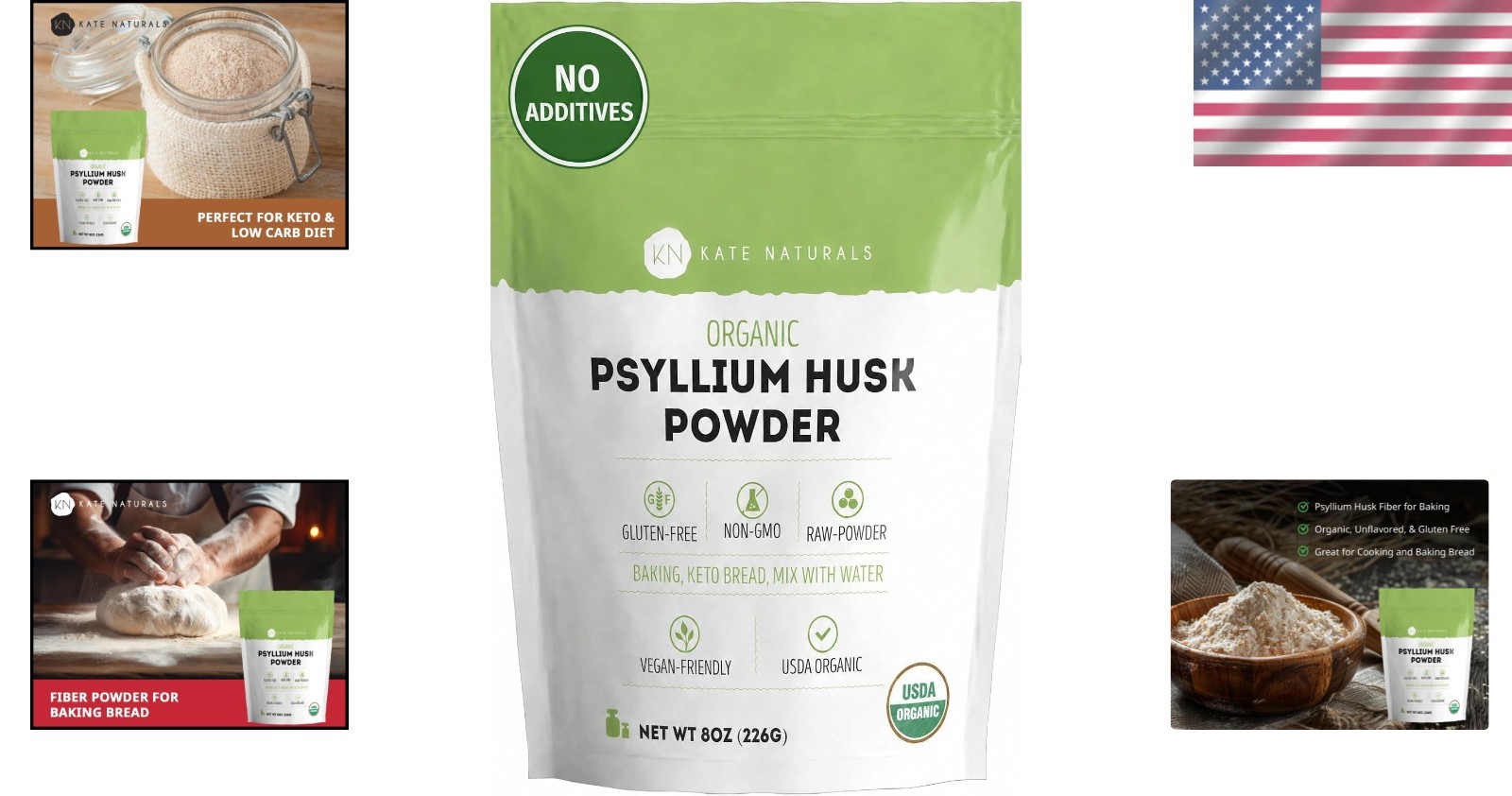 Organic Psyllium Husk Powder 8oz for Baking and Digestive Health – Gluten-Free