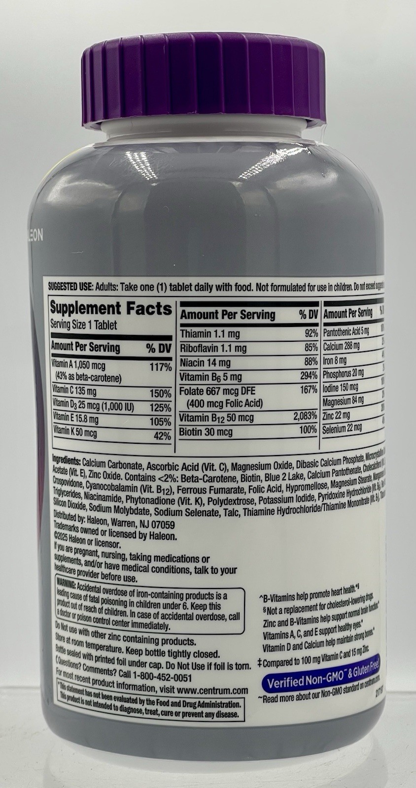 Centrum Silver Women 50 Plus Complete Daily Multivitamin 275 Tabs EXP 08/2027