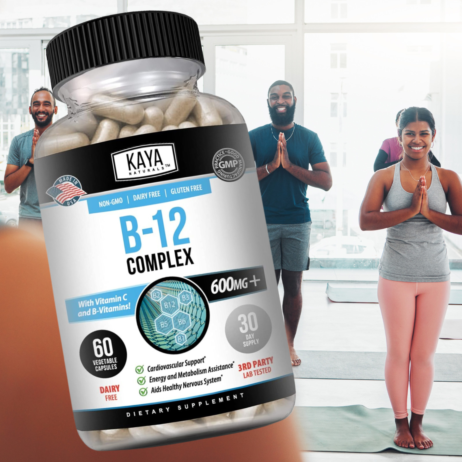 Vitamin B-12 Complex 60ct, B-12 Vitamins, Energy, Cardio, Aids Nervous System