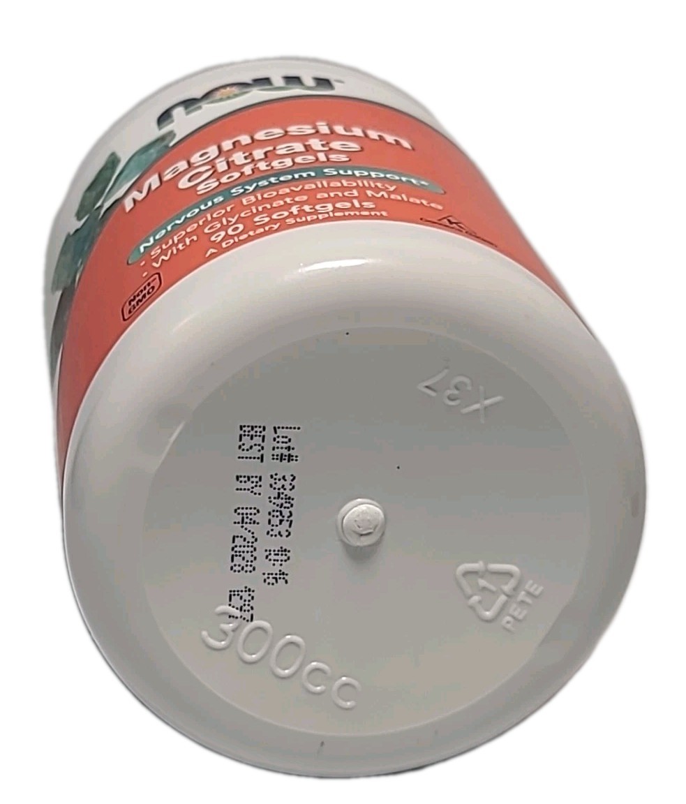 NOW FOODS Magnesium Citrate • 90 Softgels • EXP : 04/2028 NON-GMO