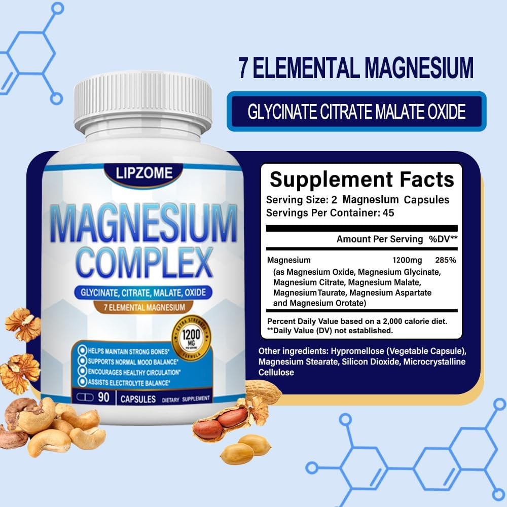 Magnesium Complex Supplement 1200mg – Advanced 7-in-1 Magnesium Blend – Glycinat