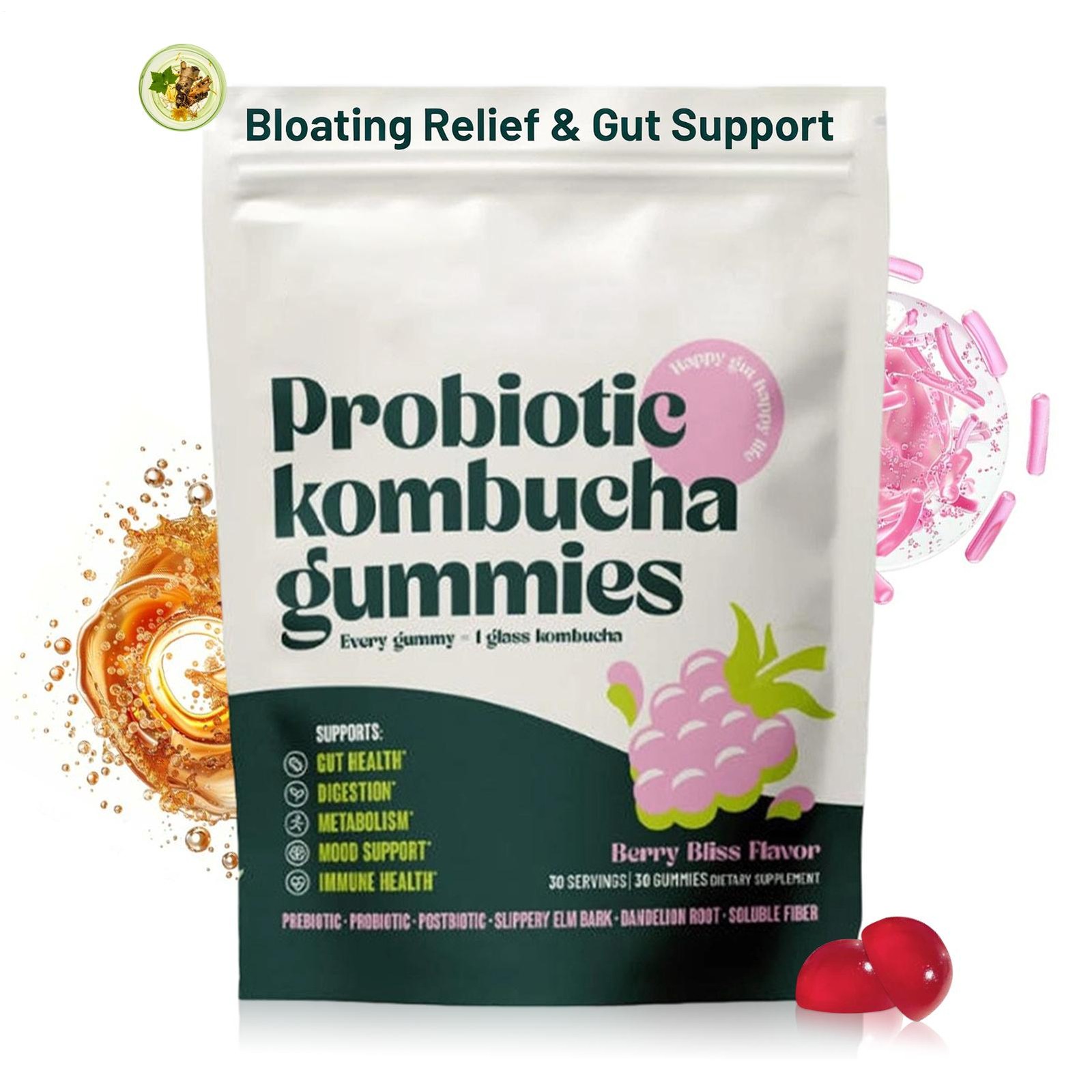 Probiotic Kombucha Gummy – Prebiotics, Gut Health – Probiotics For Women And Man