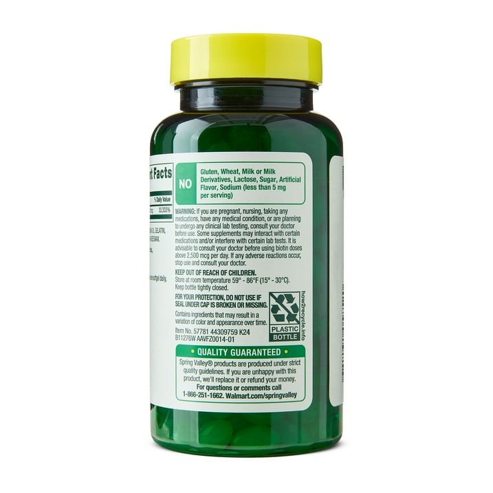 Spring Valley Biotin Softgels 10000 mcg Hair Skin Nails 120 Count