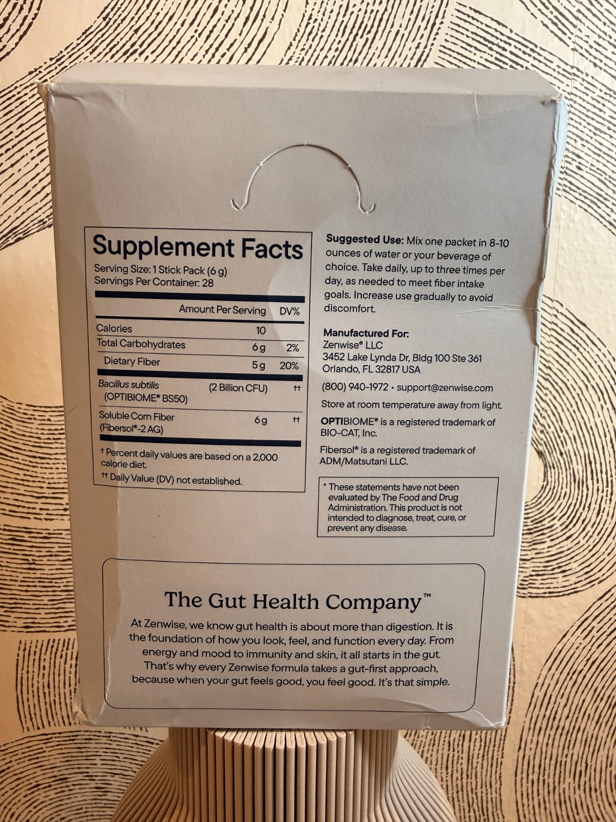 Zenwise Metabolism + Gut Prebiotic Fiber & Probiotics Unflavored 28 Sticks – New