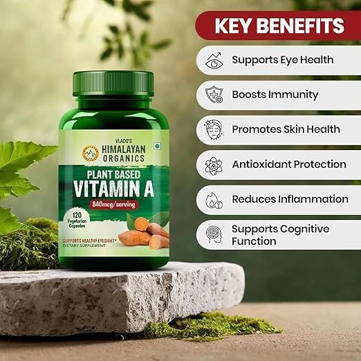 Himalayan Organics Plant-Based Vitamin A 840Mg Supplement | 120 Veg Capsule