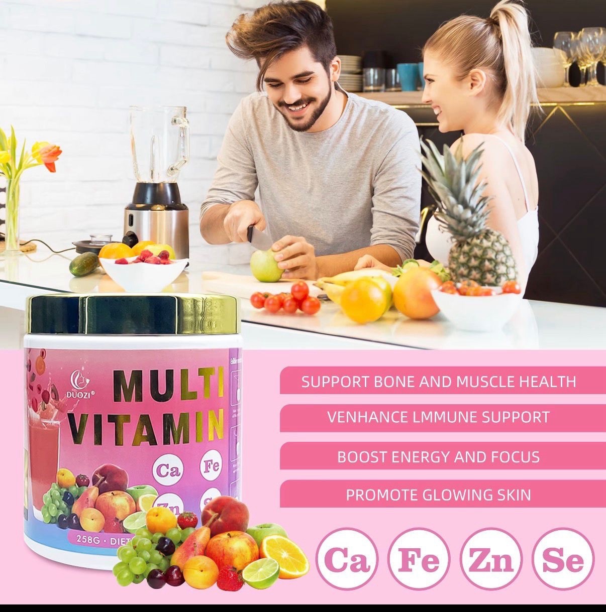 Multivitamin Powder Drink Mix for Men and Women Immune Support