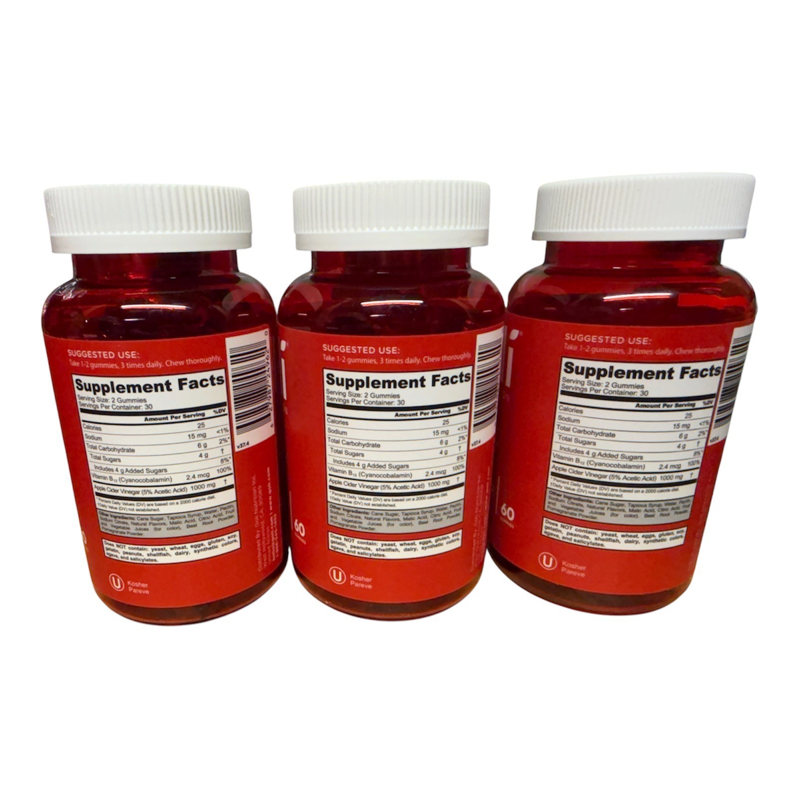 3 or 6 Pack GOLI APPLE CIDER VINEGAR Vegan Gluten Free 180 or 360 Gummies
