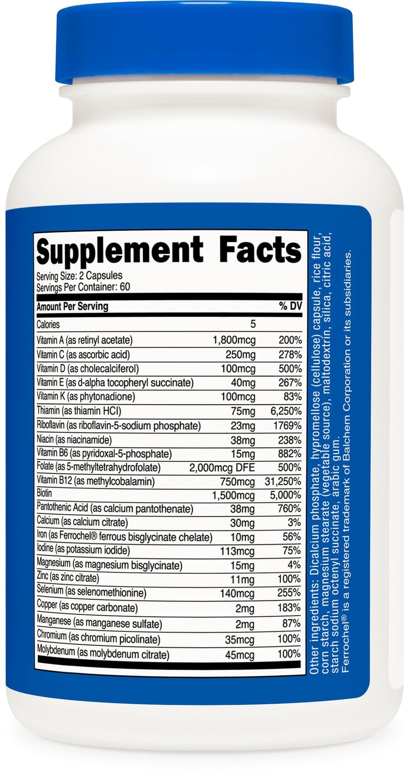 Nutricost Methylated Multivitamin 120 Capsules, 60 120 Count (Pack of 1)