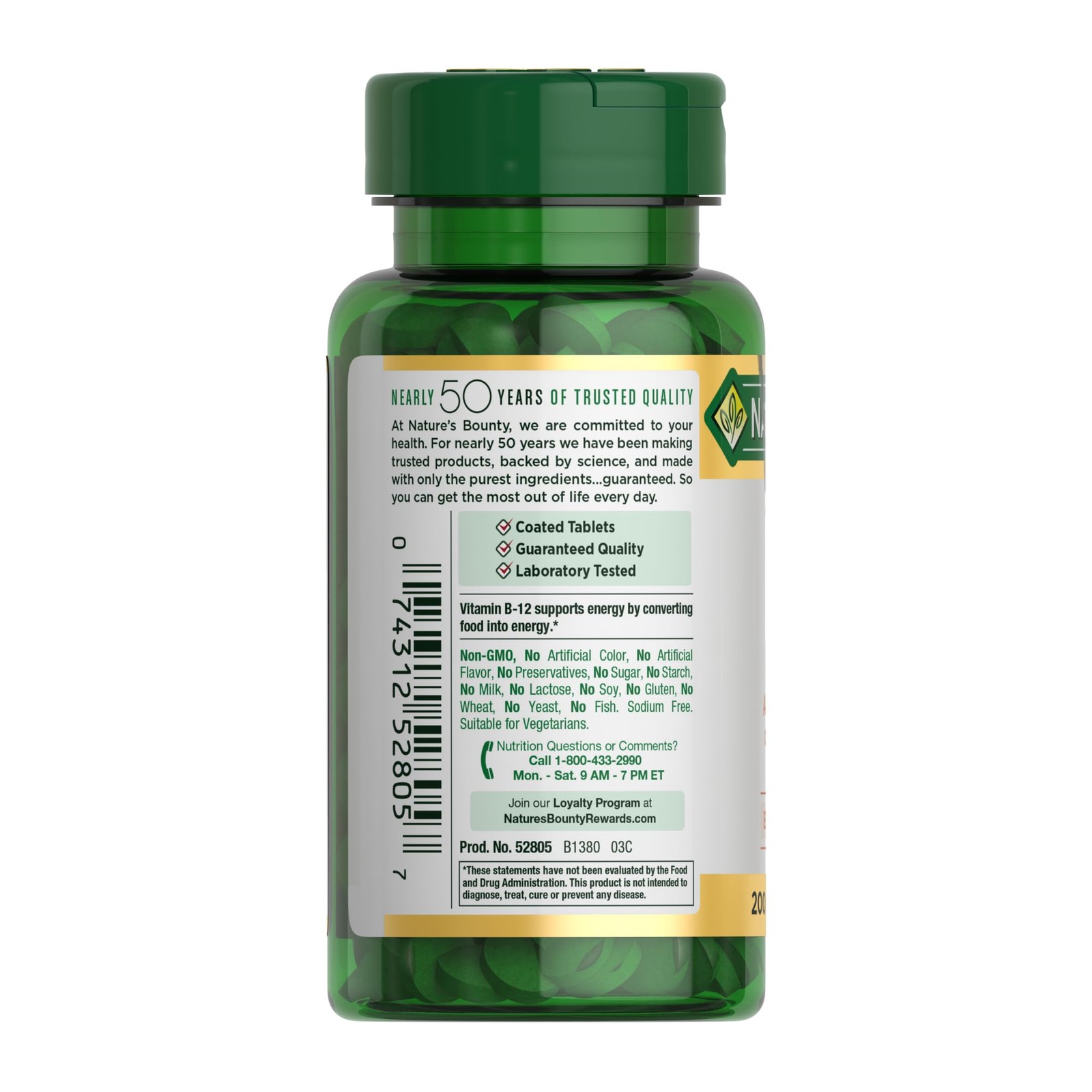 Nature’s Bounty Vitamin B12 1000 mcg 200 Count Easy to Swallow Energy Support