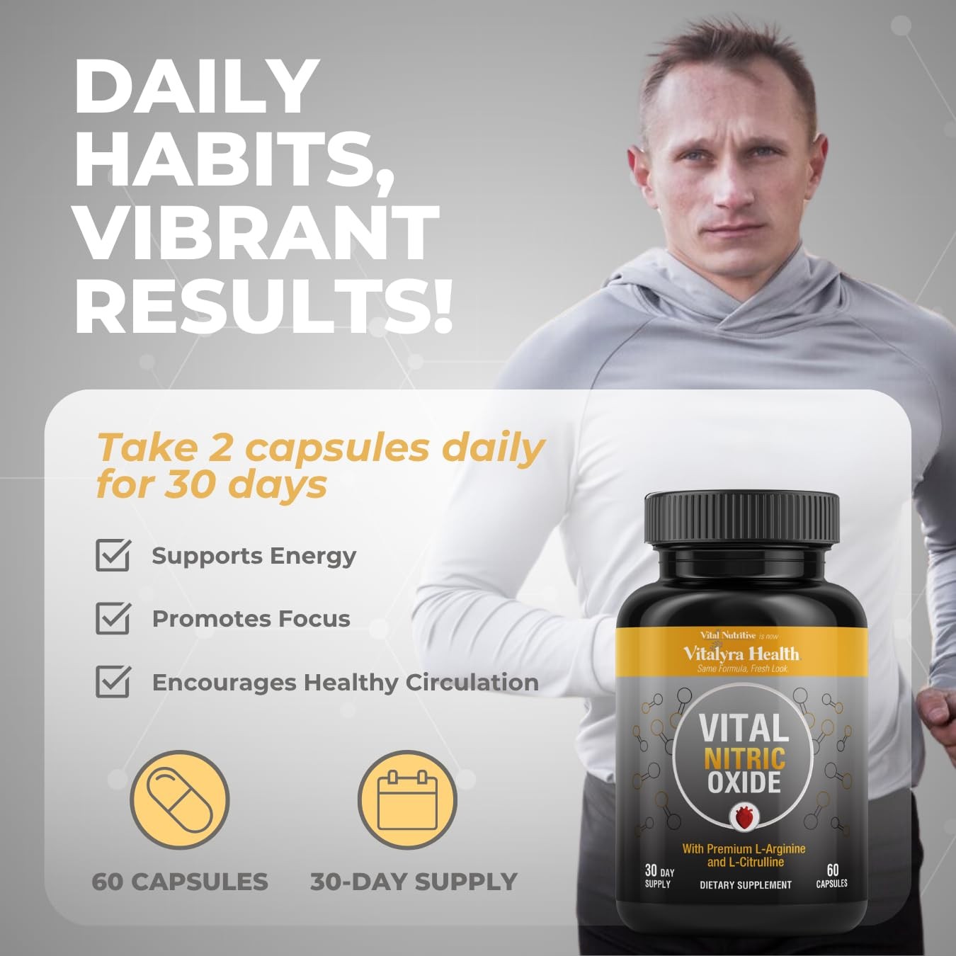 VITAL NUTRITIVE Nitric Oxide Supplement for Men LArginine LCitrulline
